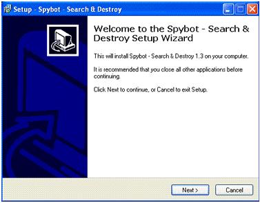 Spybot Setup - Welcome Screen