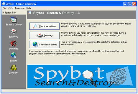 Spybot - Main Screen