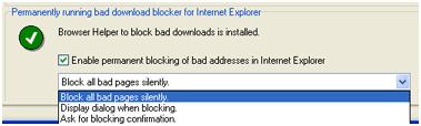 Spybot - Bad Download Blocker Options