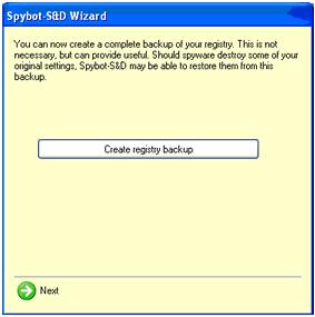 Spybot - Create Registry Backup